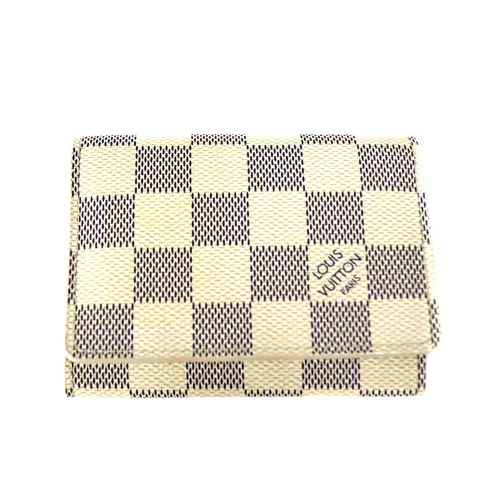 Louis Vuitton Card Case Wallet Damier Canvas Azur White Gray